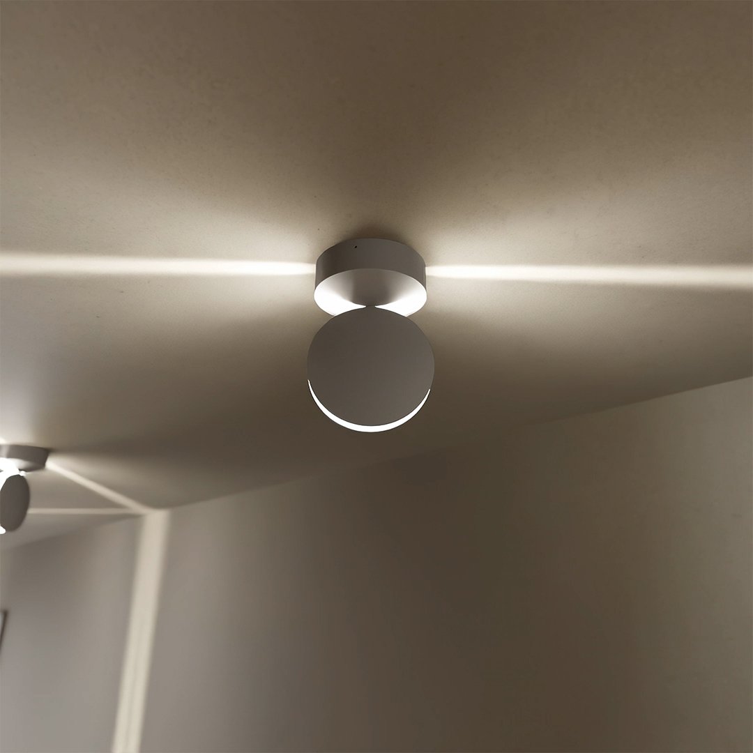 360° drehbare quadratische LED-Wandleuchte mit Lichteffekt, warmweiß, aus mattem Aluminium, modernes Design, Wandbeleuchtung | Sansoti