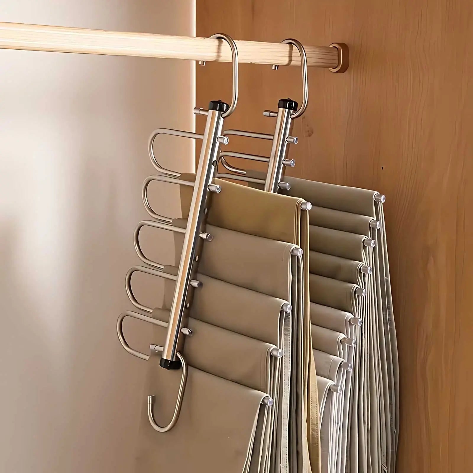 Kledinghaak Organizer Meerdere Stangen Roestvrij Staal Ruimtebesparend Broek Sjaal Handdoek | Sansoti