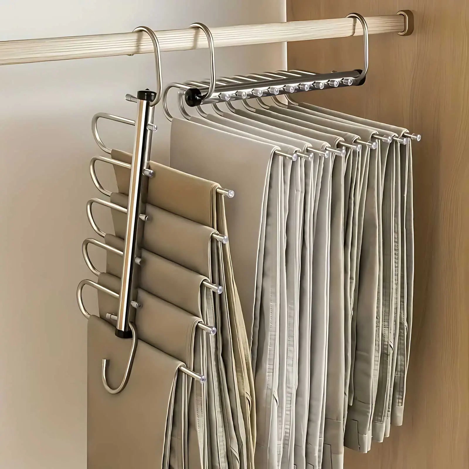 Kledinghaak Organizer Meerdere Stangen Roestvrij Staal Ruimtebesparend Broek Sjaal Handdoek | Sansoti