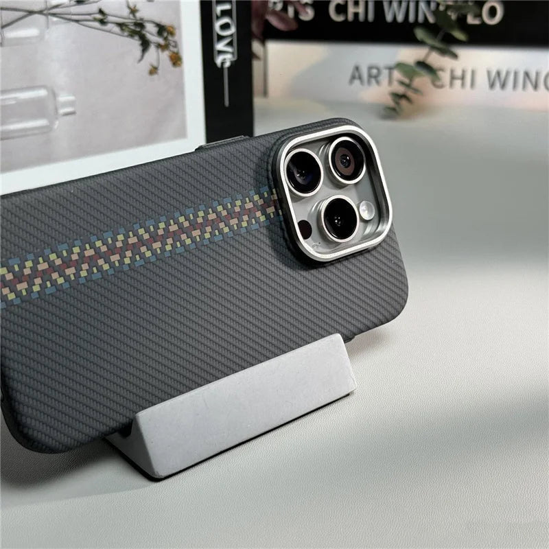 Carbon Fiber Texture Phone Case for iPhone 12 to 17 Shock-Resistant Matte Design Protective Case | Sansoti