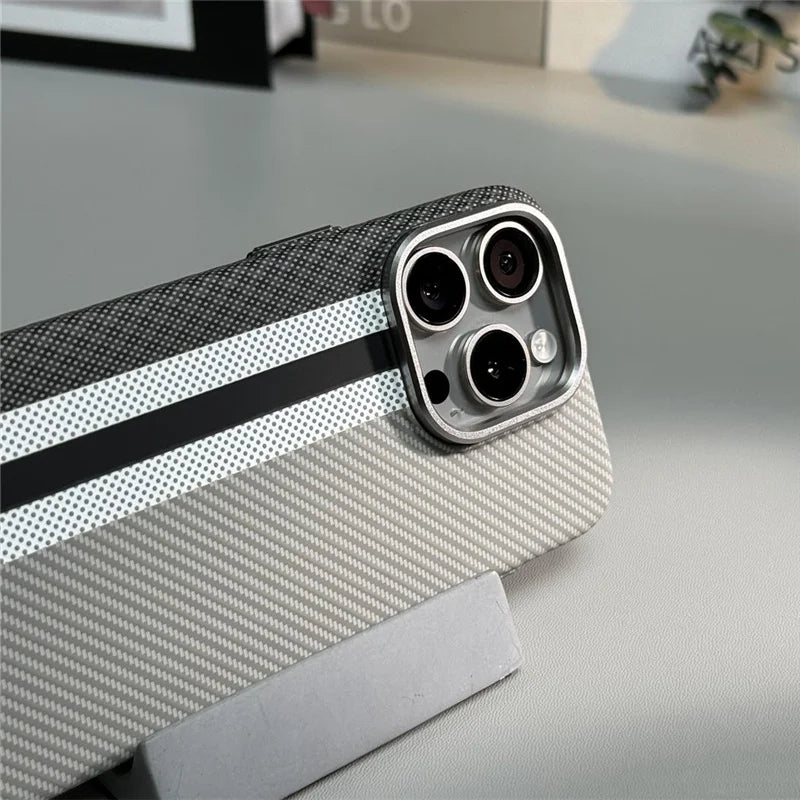 Carbon Fiber Texture Phone Case for iPhone 12 to 17 Shock-Resistant Matte Design Protective Case | Sansoti