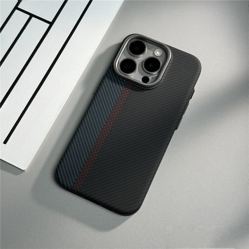 Carbon Fiber Texture Phone Case for iPhone 12 to 17 Shock-Resistant Matte Design Protective Case | Sansoti