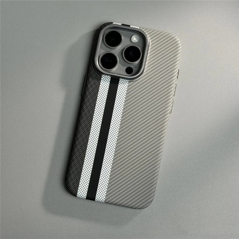 Carbon Fiber Texture Phone Case for iPhone 12 to 17 Shock-Resistant Matte Design Protective Case | Sansoti