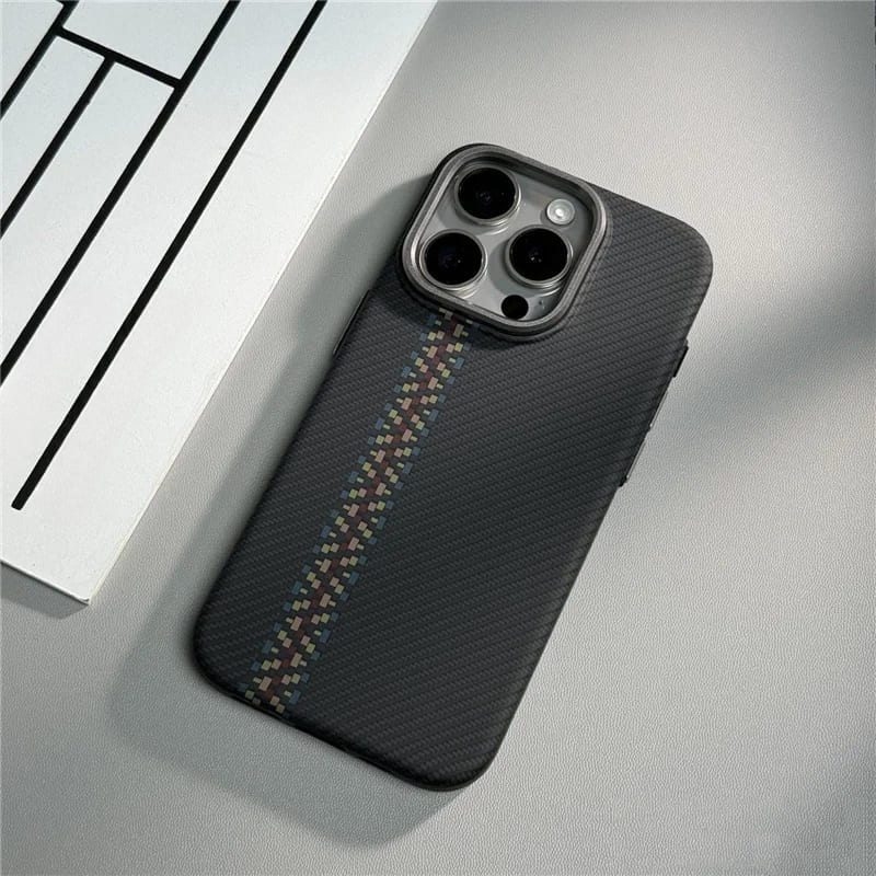 Carbon Fiber Texture Phone Case for iPhone 12 to 17 Shock-Resistant Matte Design Protective Case | Sansoti