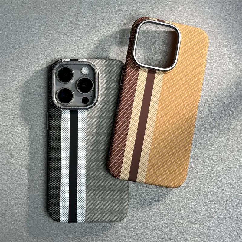 Carbon Fiber Texture Phone Case for iPhone 12 to 17 Shock-Resistant Matte Design Protective Case | Sansoti