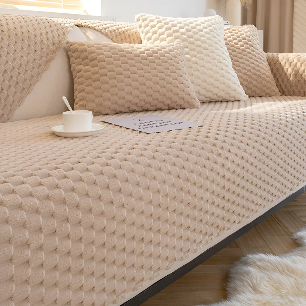 Rutschfester Sofabezug mit Waffelmuster - Schutzbezug für Sofas mit 1-5 Sitzplätzen, maschinenwaschbar, Wohnzimmer | Sansoti
