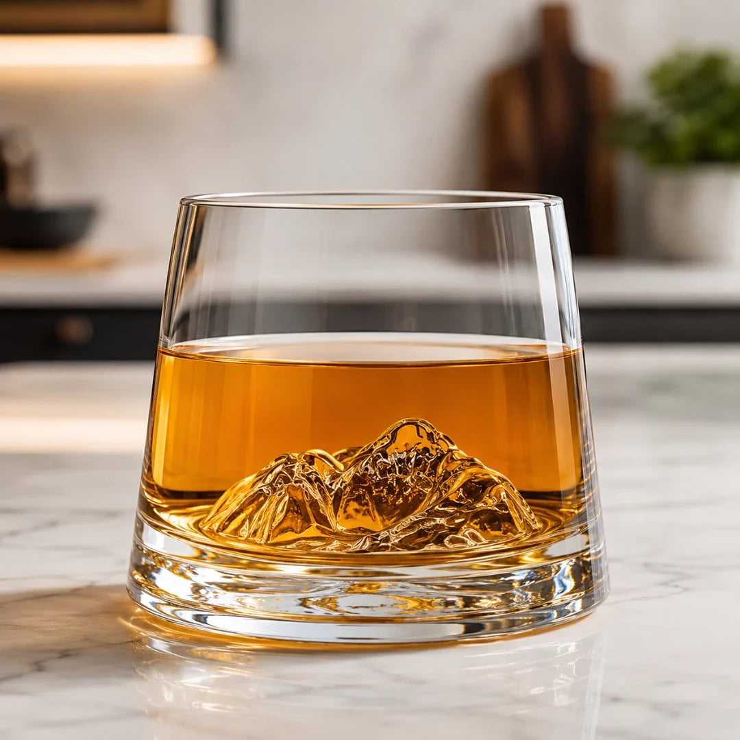 Whiskyglas met Bergvormige Bodem Kristalhelder Glas 220ml voor Whisky Bourbon Scotch Spiritusliefhebbers | Sansoti