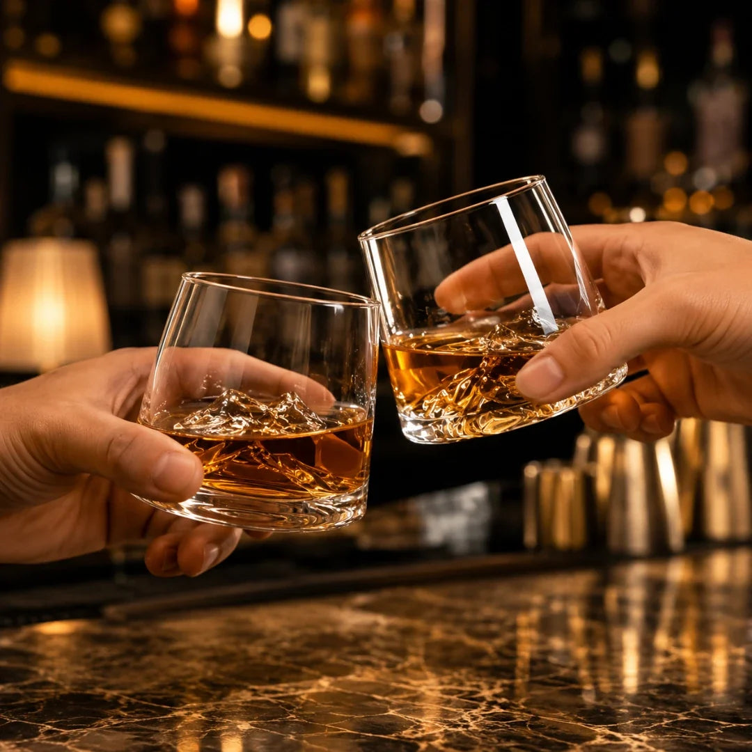 Whiskyglas met Bergvormige Bodem Kristalhelder Glas 220ml voor Whisky Bourbon Scotch Spiritusliefhebbers | Sansoti