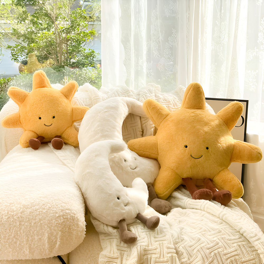 Coussin décoratif soleil lune en peluche décoration chambre d'enfant 28-48cm | Restfield