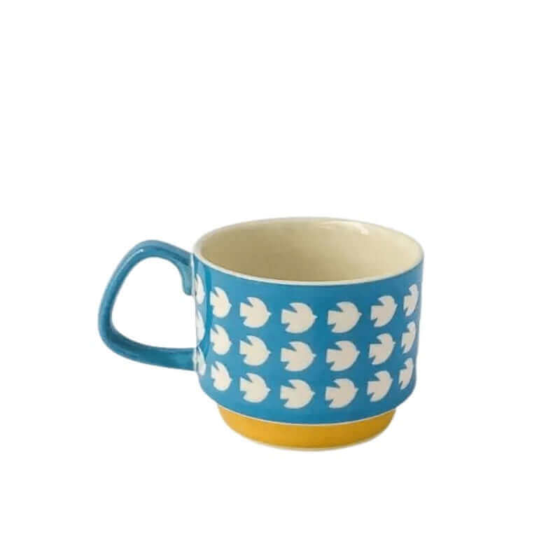 Ceramiczny kubek do kawy w stylu retro 300 ml vintage, wzornictwo mid-century, uchwyt, naczynie do herbaty i kawy | Sansoti