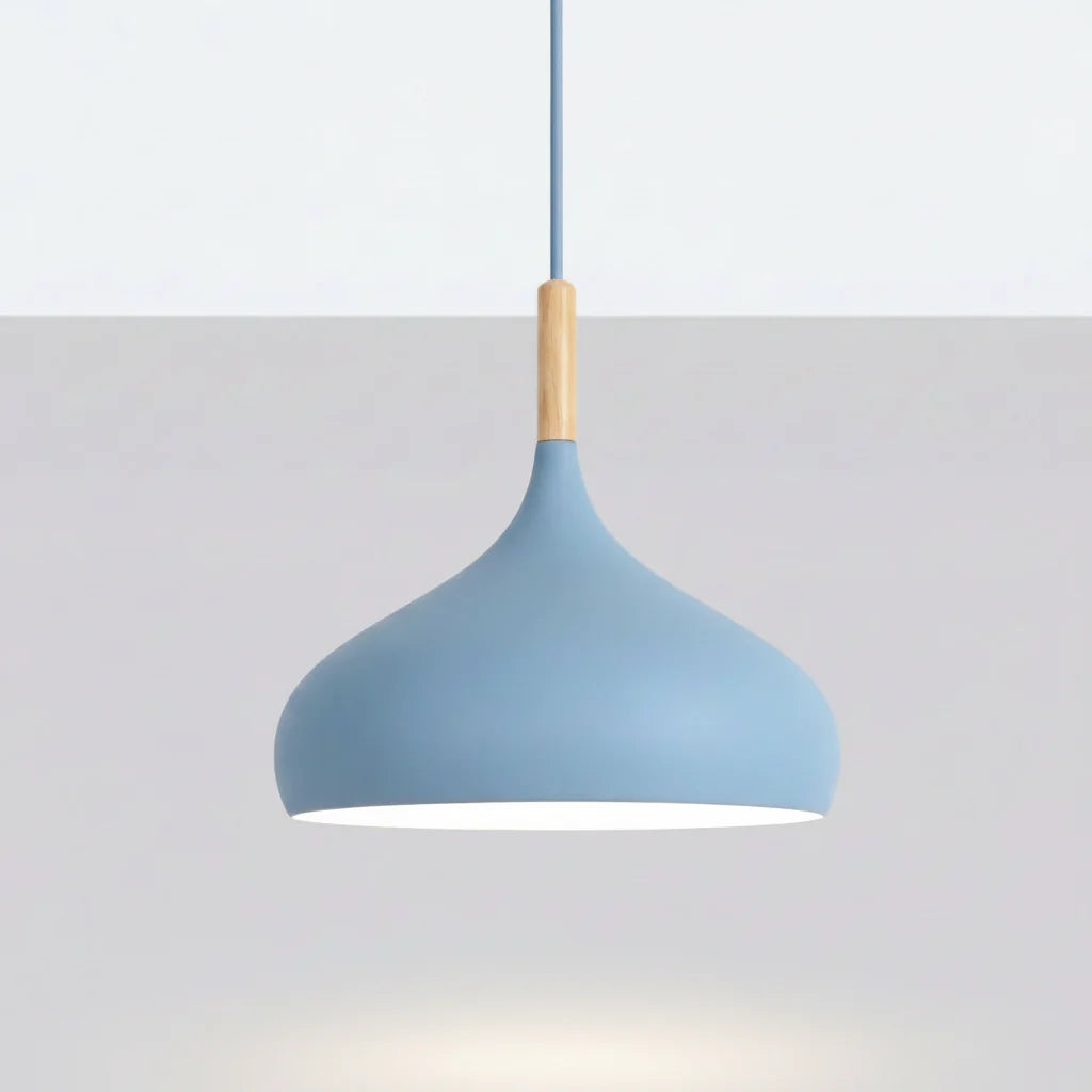 Suspension scandinave aluminium E27 jaune vert bleu Ø24cm | Restfield