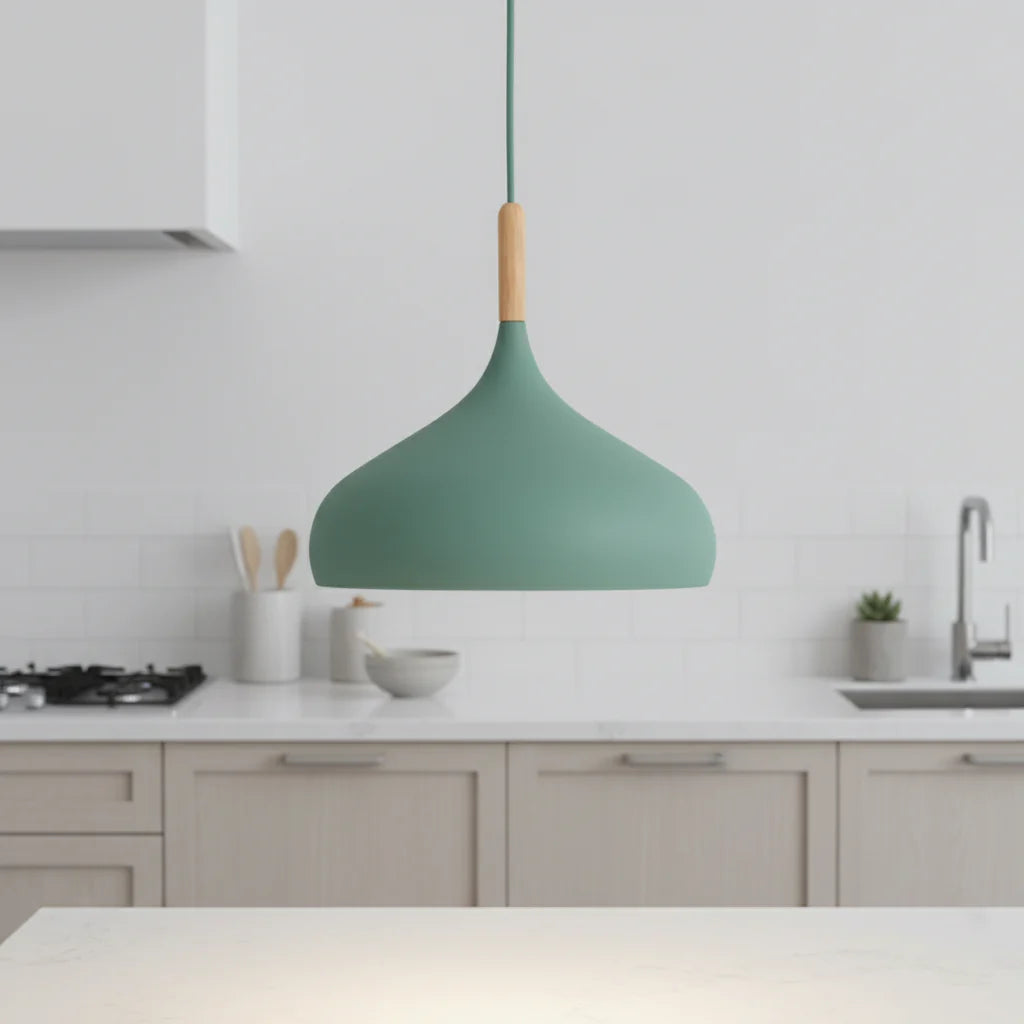 Suspension scandinave aluminium E27 jaune vert bleu Ø24cm | Restfield
