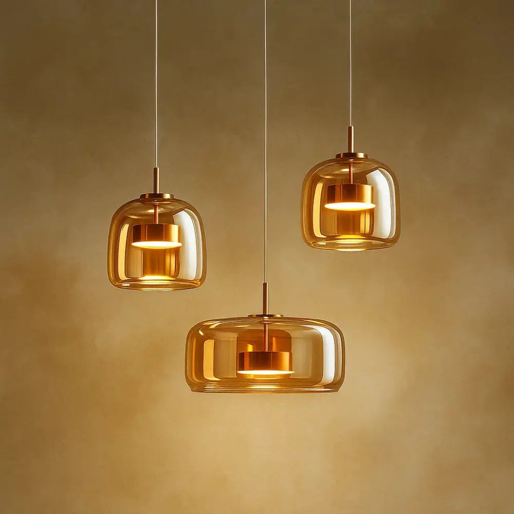 Suspension Verre Ombre Métal LED 33cm Design moderne | Restfield