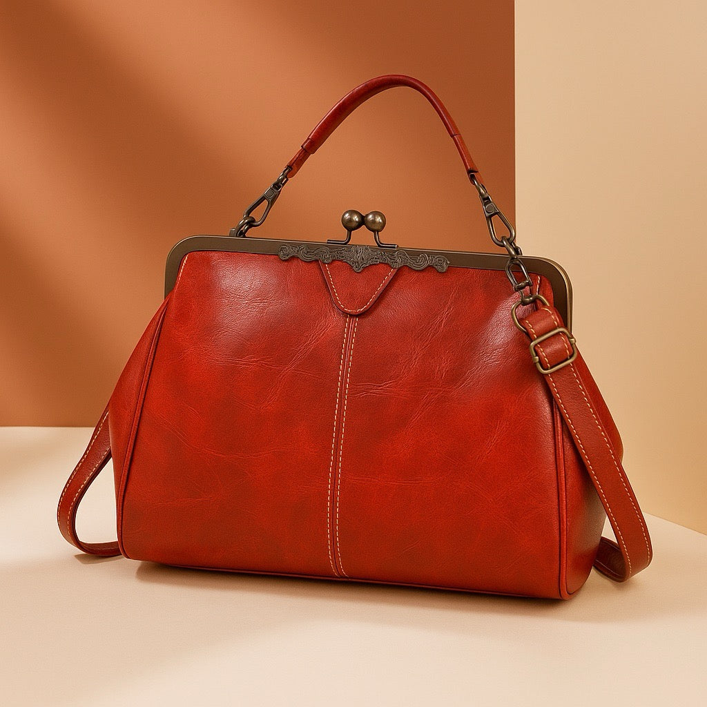 Vintage Handtas met Kliksluiting Retro Clutch Dames Avondtas Feesttas Schoudertas Elegant Design Bruin Zwart | Sansoti