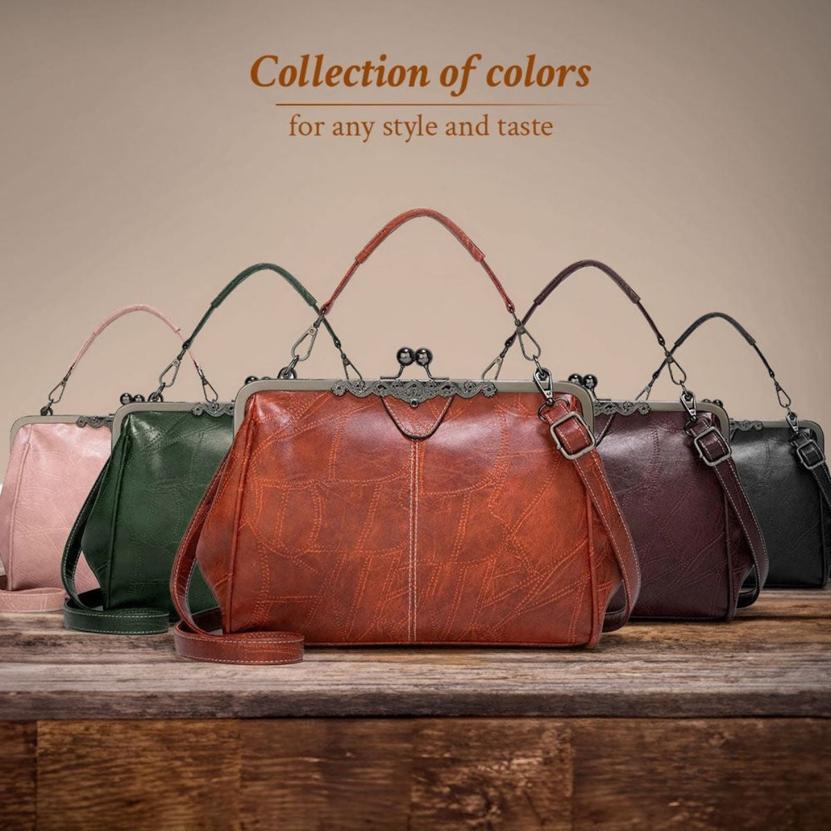 Vintage Handtas met Kliksluiting Retro Clutch Dames Avondtas Feesttas Schoudertas Elegant Design Bruin Zwart | Sansoti