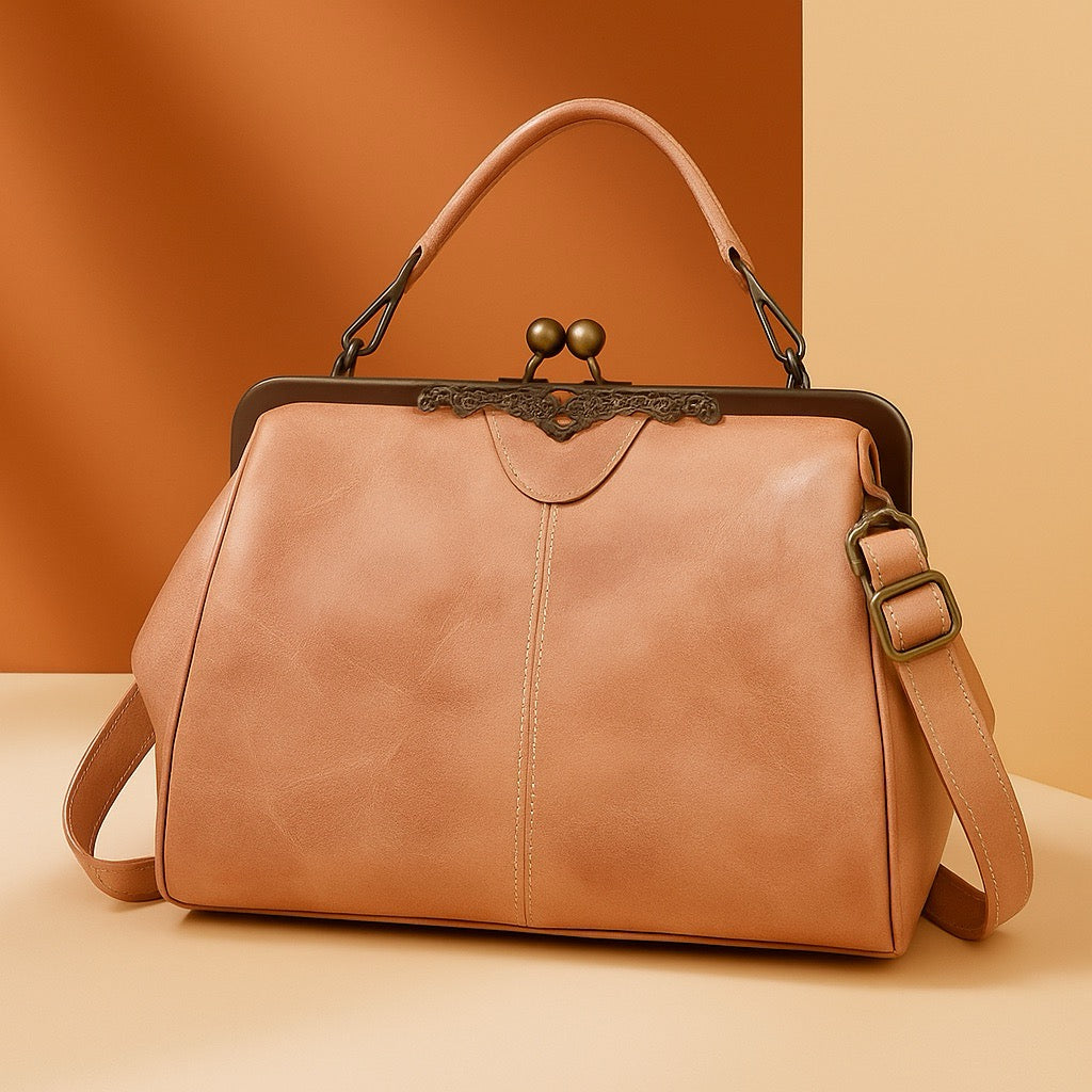 Vintage Handtas met Kliksluiting Retro Clutch Dames Avondtas Feesttas Schoudertas Elegant Design Bruin Zwart | Sansoti