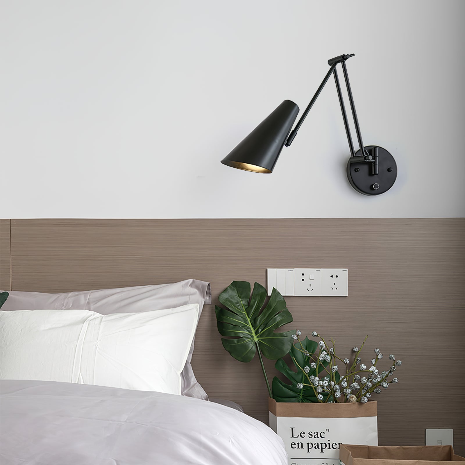 Verstelbare Wandlamp Zwenkarm Industrieel IJzer Modern Design E26/E27 Fitting Muurbediening Leeslamp Slaapkamer | Sansoti