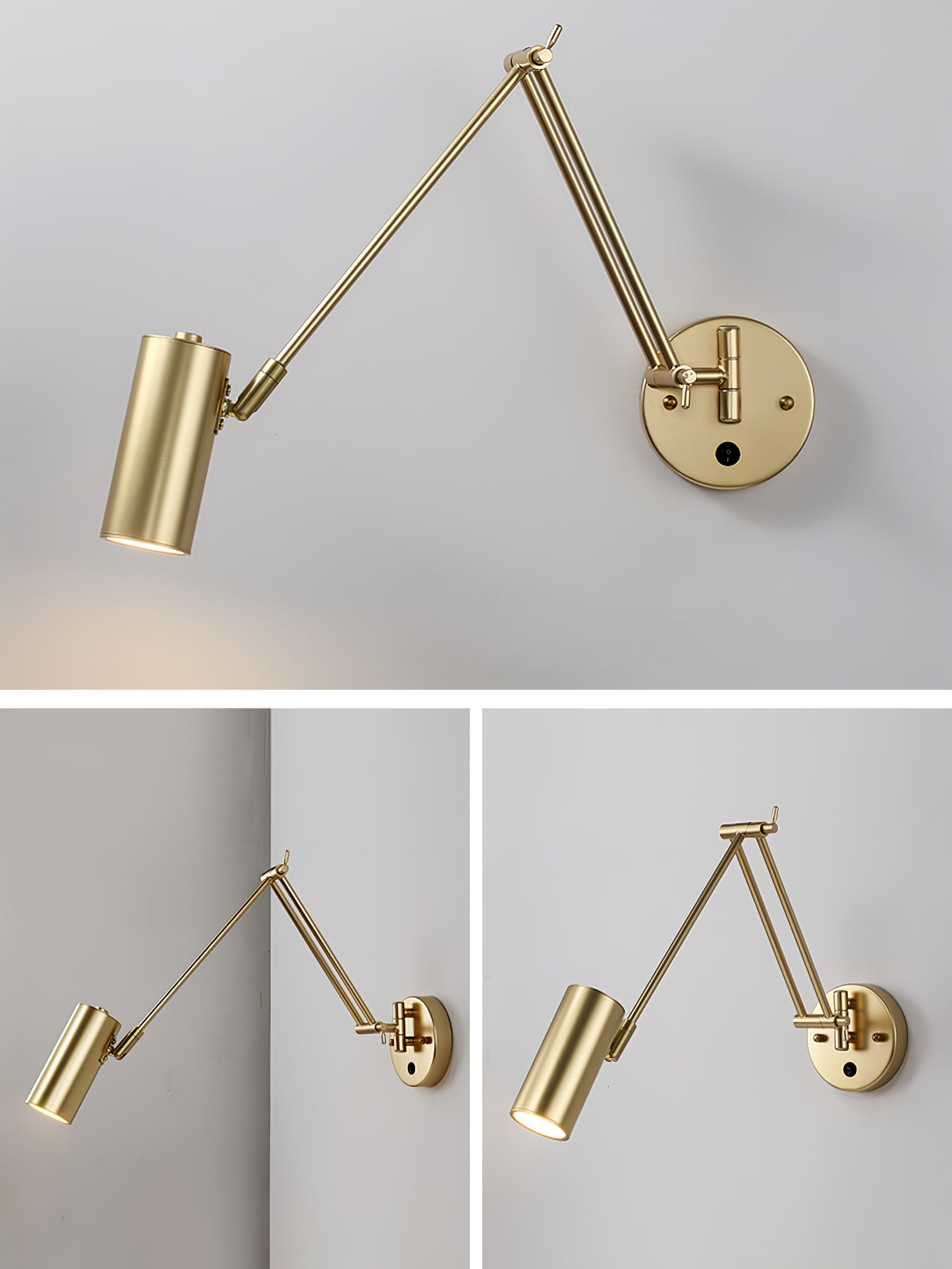 Verstelbare Wandlamp Zwenkarm Industrieel IJzer Modern Design E26/E27 Fitting Muurbediening Leeslamp Slaapkamer | Sansoti