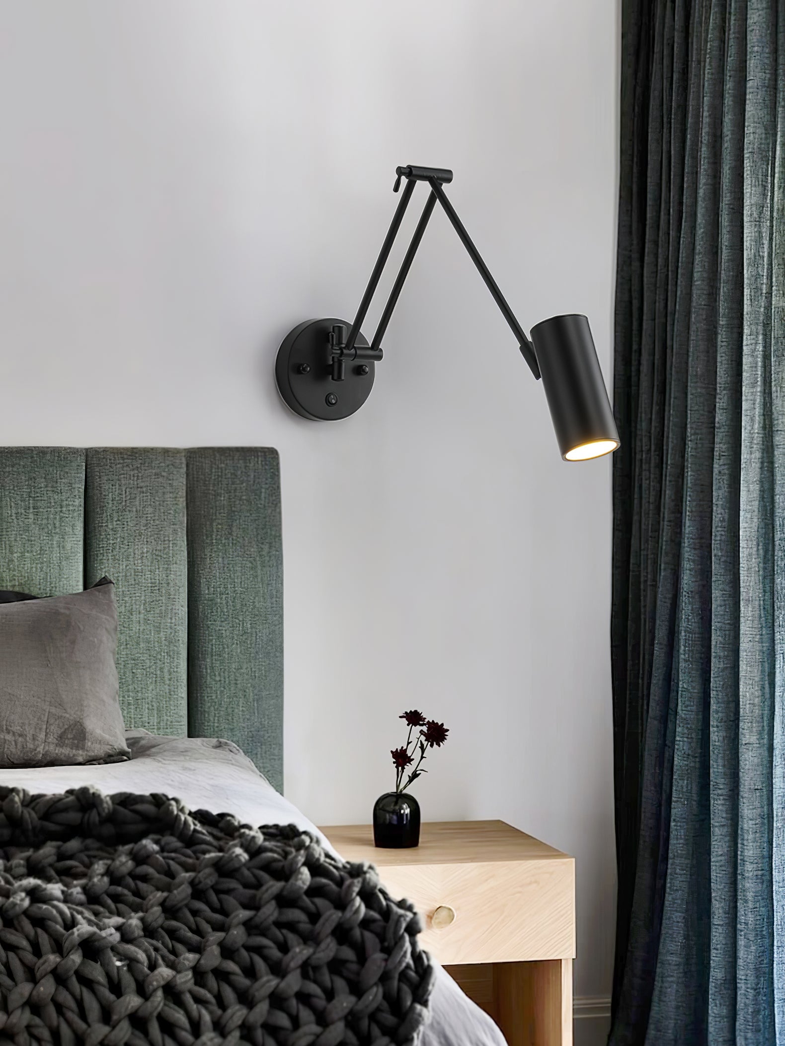 Verstelbare Wandlamp Zwenkarm Industrieel IJzer Modern Design E26/E27 Fitting Muurbediening Leeslamp Slaapkamer | Sansoti