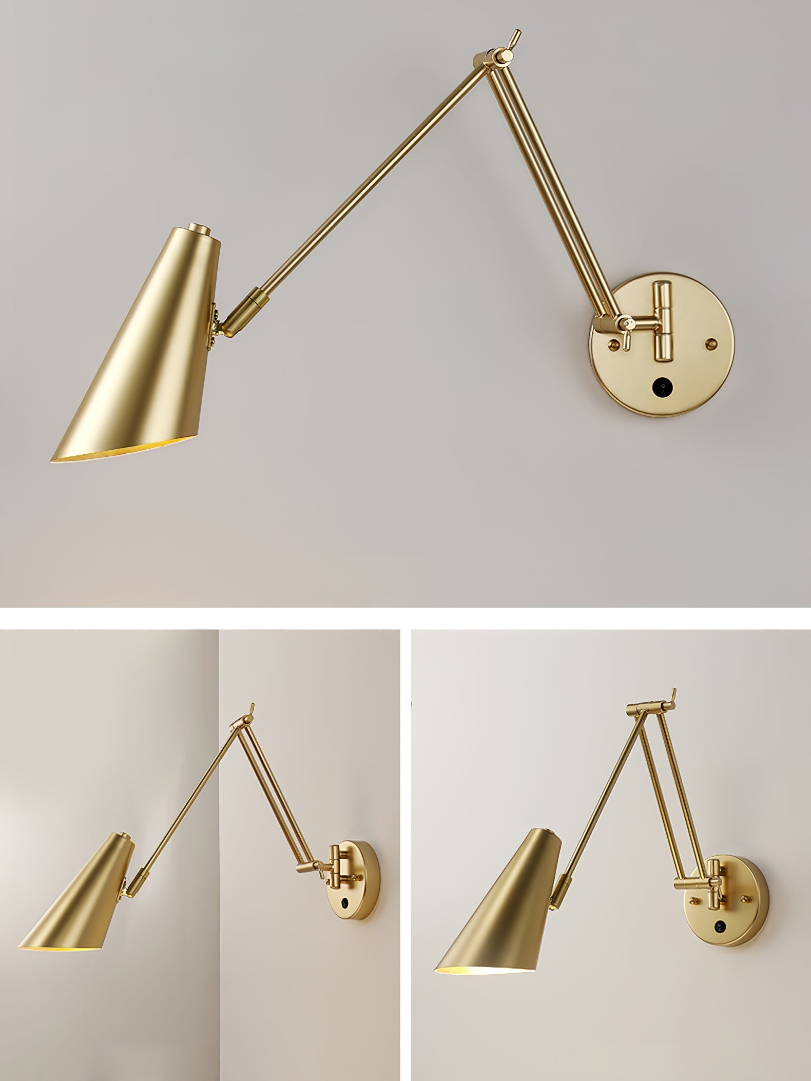 Verstelbare Wandlamp Zwenkarm Industrieel IJzer Modern Design E26/E27 Fitting Muurbediening Leeslamp Slaapkamer | Sansoti