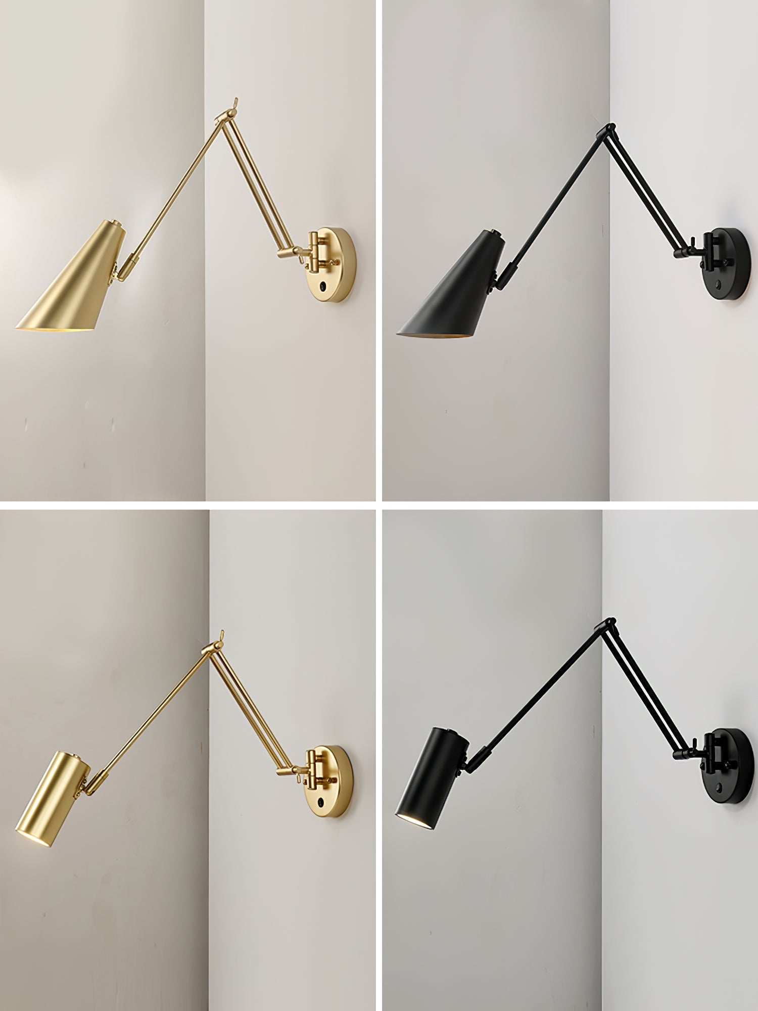 Verstelbare Wandlamp Zwenkarm Industrieel IJzer Modern Design E26/E27 Fitting Muurbediening Leeslamp Slaapkamer | Sansoti