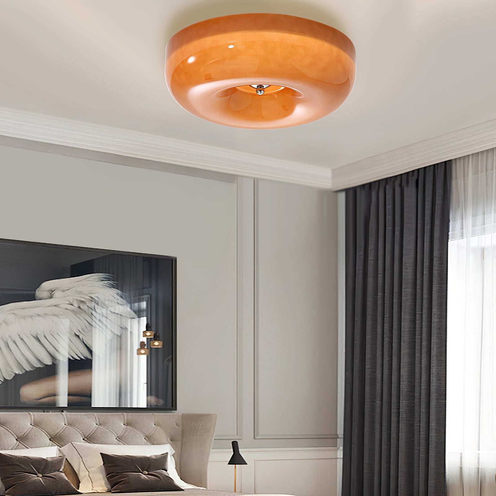 Plafonnier Verre Tourbillon Métal Blanc Café Beige Salon Chambre LED 3000K 4000K 6000K Ø32 Ø40 Ø46cm Plafonnier Dimmable | Restfield