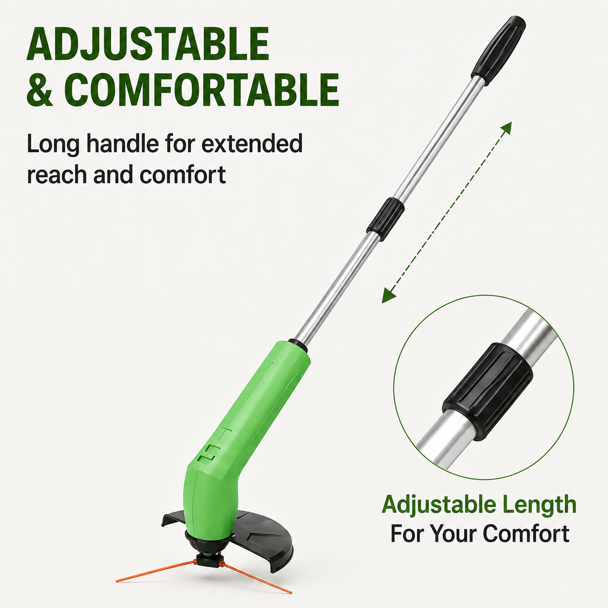 Mini Grastrimmer Oplaadbaar Draadloos – Lichtgewicht Verstelbare Grassnijder voor Tuin en Gazon | Sansoti