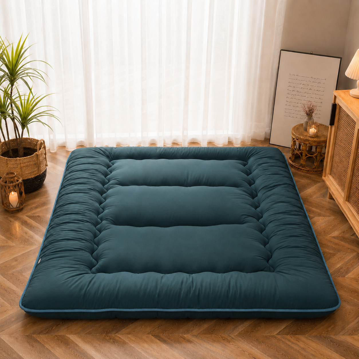 Opvouwbaar Futonmatras 10cm Dik Japanse Slaapmat Volwassenen Kinderen Tatami Yogamat Reisbed Gastenkamer | Sansoti
