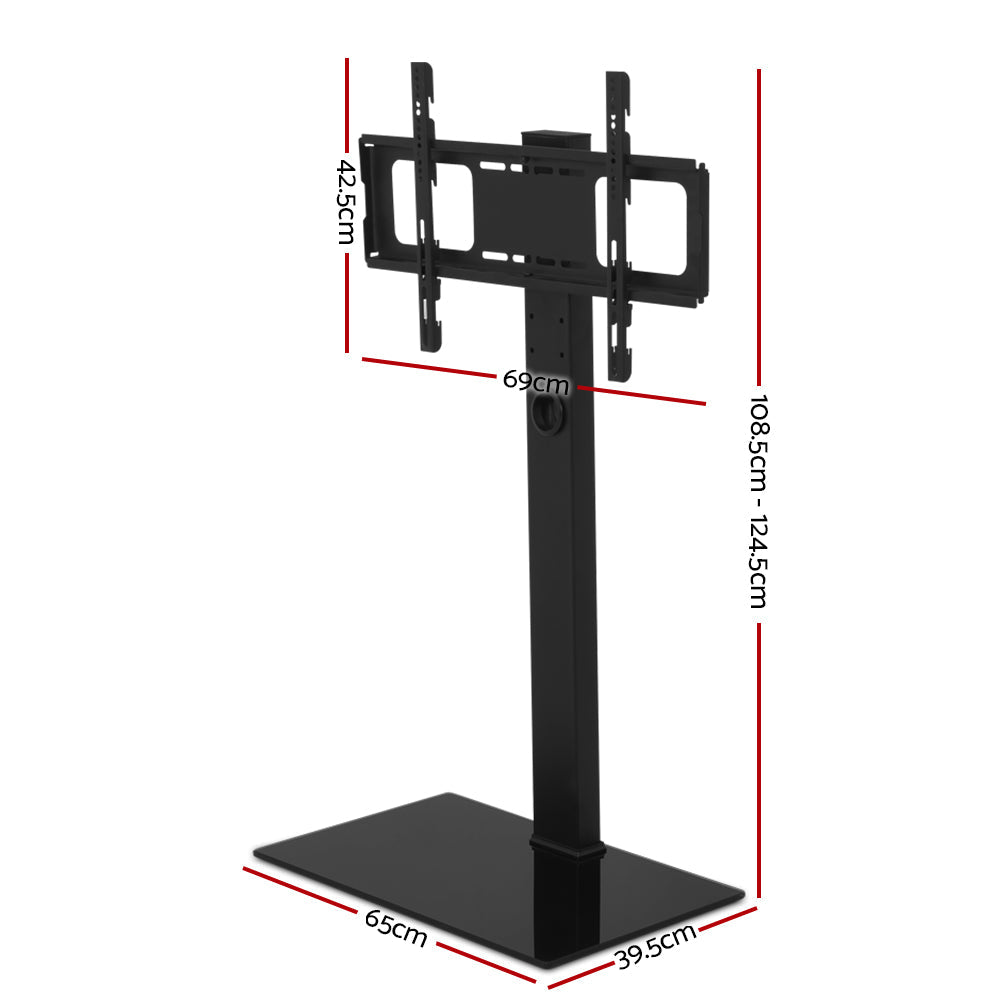 Support TV sur Pied Réglable avec Rotation et Plateau en Verre – Compatible Téléviseurs de 32 à 70 Pouces | Restfield