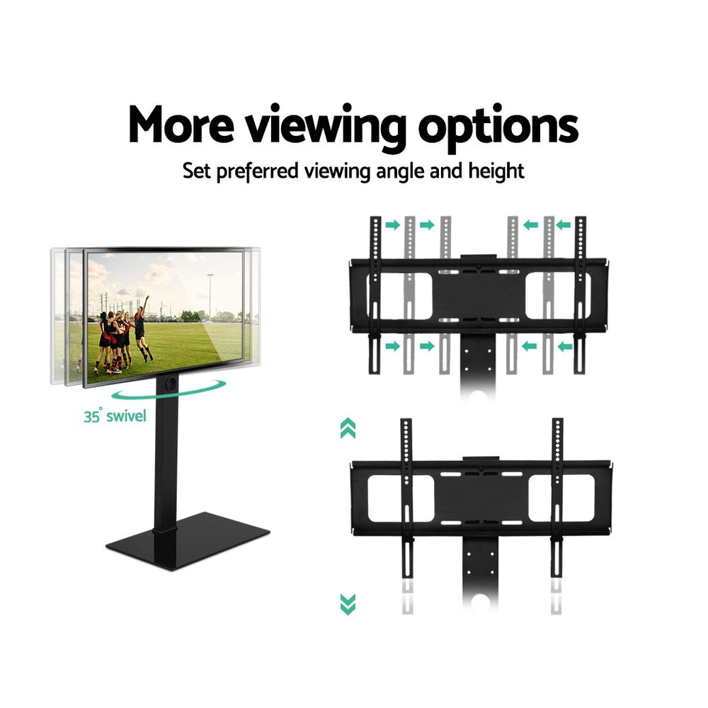 Support TV sur Pied Réglable avec Rotation et Plateau en Verre – Compatible Téléviseurs de 32 à 70 Pouces | Restfield