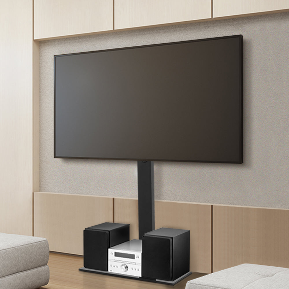 Support TV sur Pied Réglable avec Rotation et Plateau en Verre – Compatible Téléviseurs de 32 à 70 Pouces | Restfield