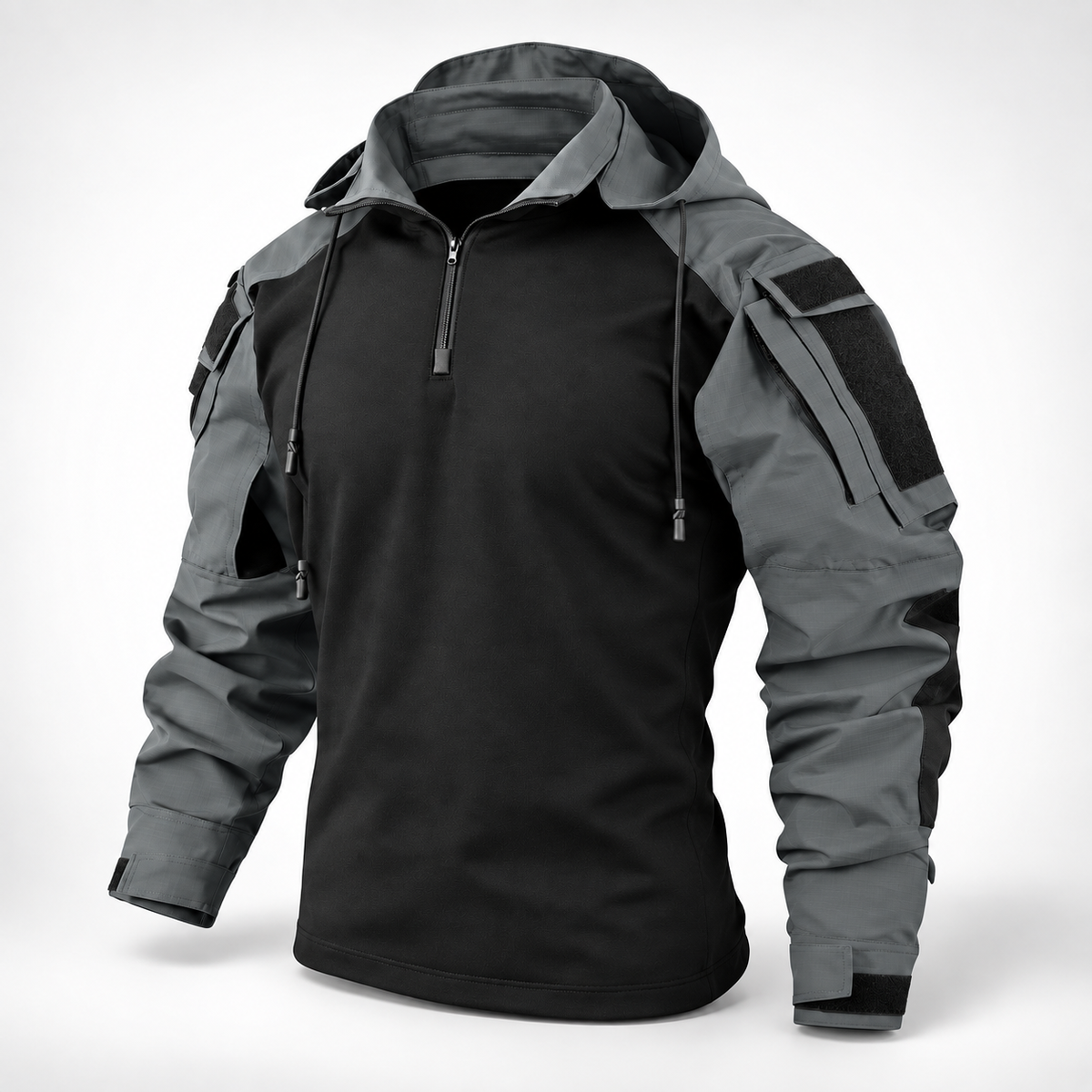 Veste tactique outdoor en polyester, déperlante, coupe-vent, respirante, automne-hiver, camping, randonnée, verte et grise | Sansoti