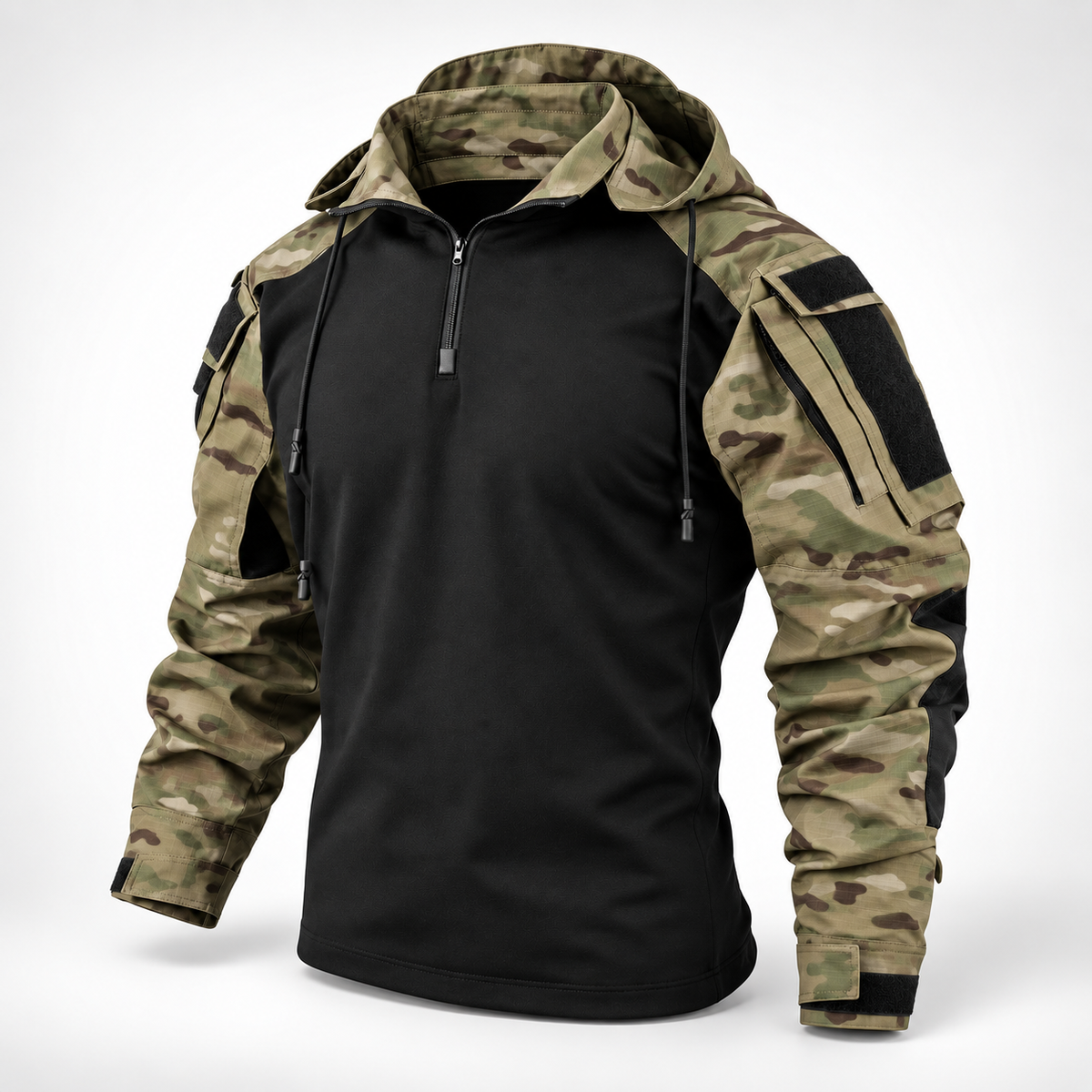 Veste tactique outdoor en polyester, déperlante, coupe-vent, respirante, automne-hiver, camping, randonnée, verte et grise | Sansoti