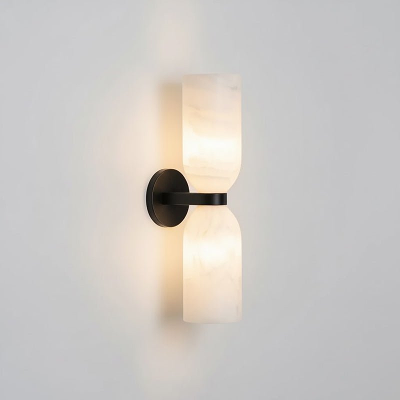 Alabasten Wandlamp met Messing — Dubbele Lichtschijven en Centrale Metalen Ster | Sansoti