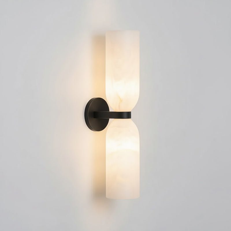 Alabasten Wandlamp met Messing — Dubbele Lichtschijven en Centrale Metalen Ster | Sansoti