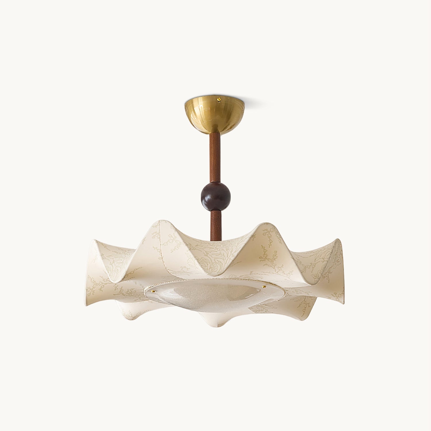 Plafondlamp met Bloemblaadjesontwerp – Walnoot & Goud – Geïntegreerde LED – Ø50cm × H44cm | Sansoti