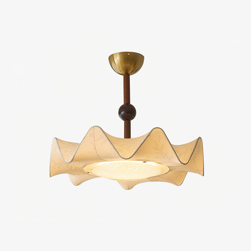 Plafondlamp met Bloemblaadjesontwerp – Walnoot & Goud – Geïntegreerde LED – Ø50cm × H44cm | Sansoti