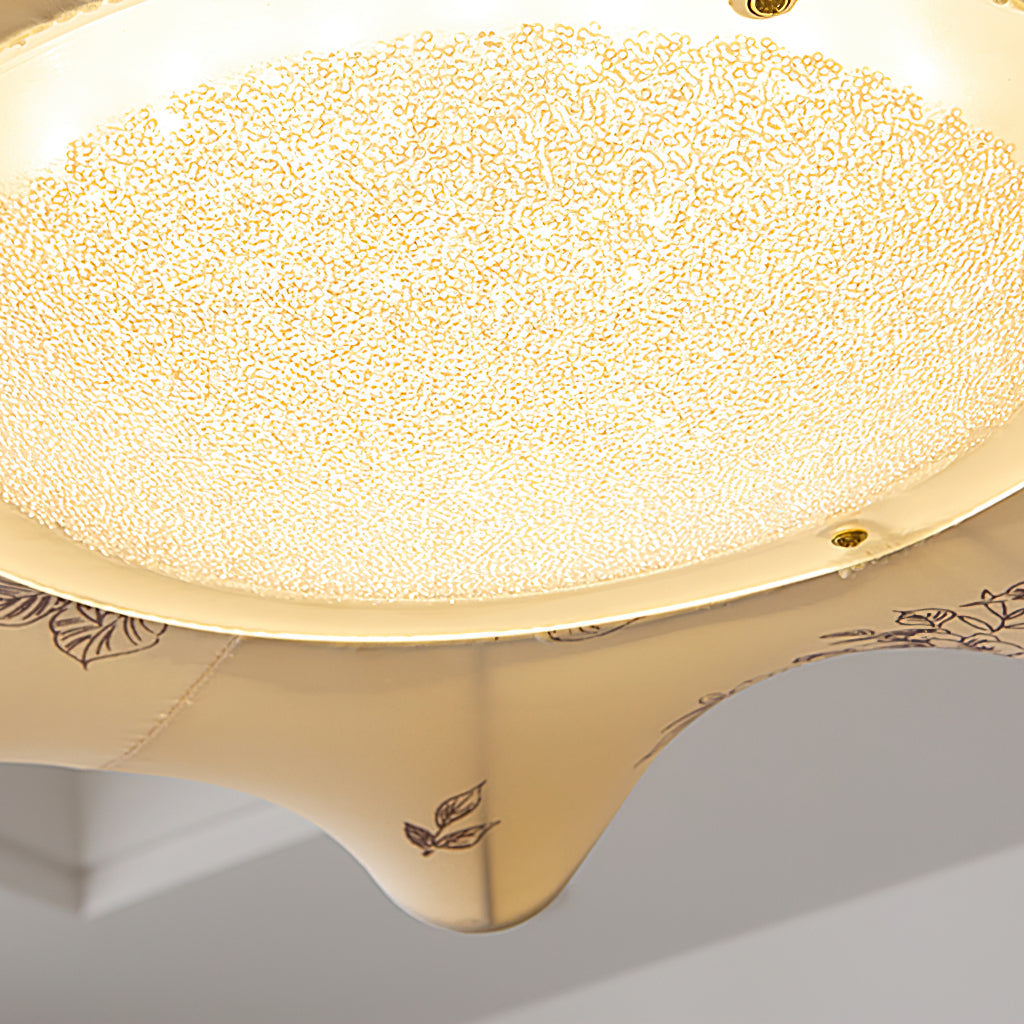 Plafondlamp met Bloemblaadjesontwerp – Walnoot & Goud – Geïntegreerde LED – Ø50cm × H44cm | Sansoti