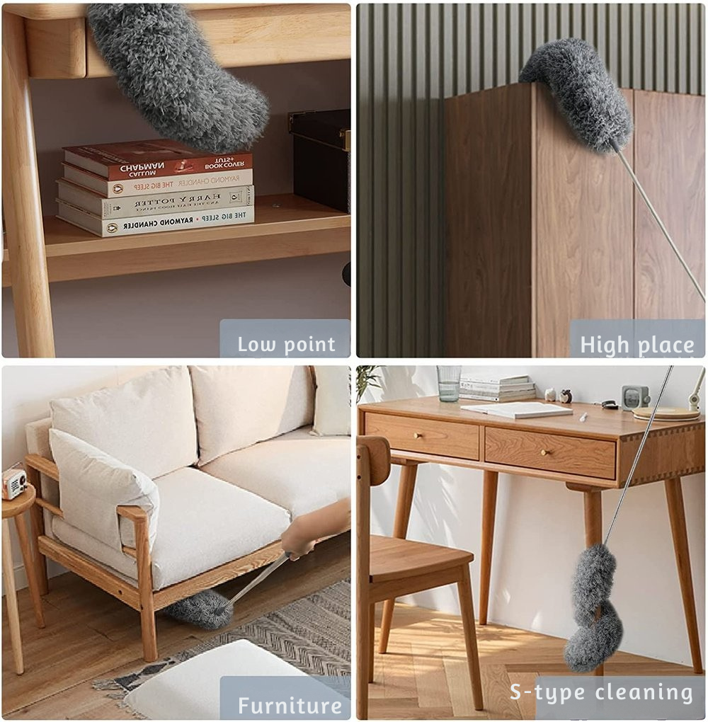 Uitschuifbare Stofplumeau met Telescoopsteel tot 250 cm en Wasbare Microvezeltop voor Plafond Meubels Ventilator | Sansoti