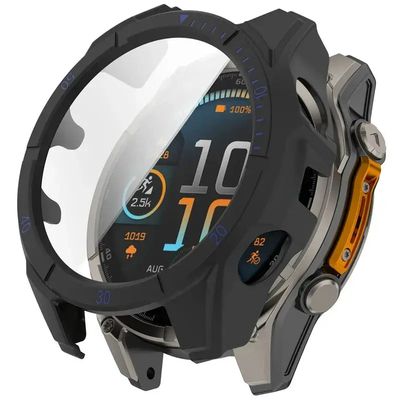 Protective Case for Smartwatch with Tempered Glass Screen Protection 51mm 47mm 43mm Black Transparent Watch | Sansoti