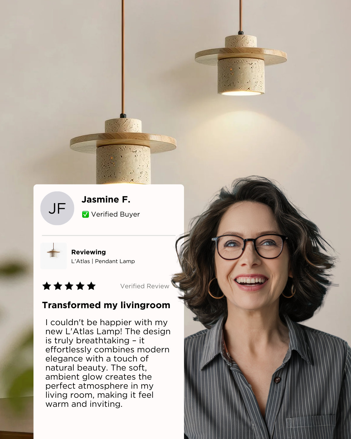 Hanglamp natuursteen travertijn met walnoot accent modern design | Sansoti