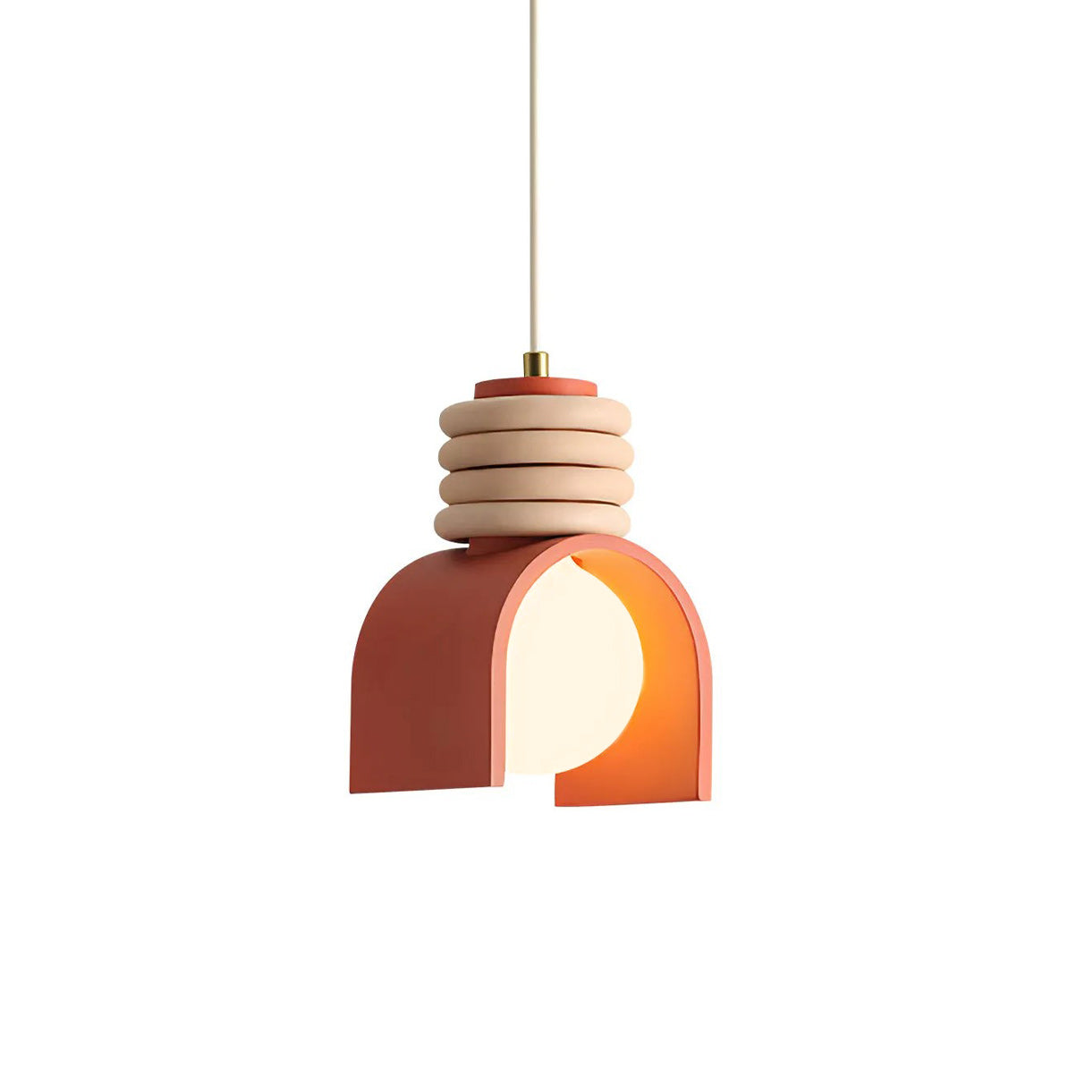 Hanglamp met Kunsthars Kap Crème & Oranje Modern Design Eetkamer Woonkamer Verlichting Scandinavisch Stijlvol | Sansoti