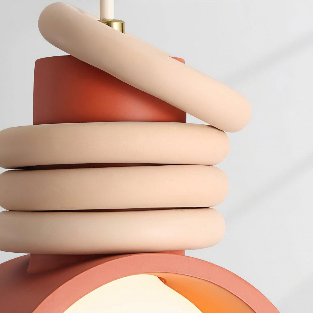 Hanglamp met Kunsthars Kap Crème & Oranje Modern Design Eetkamer Woonkamer Verlichting Scandinavisch Stijlvol | Sansoti