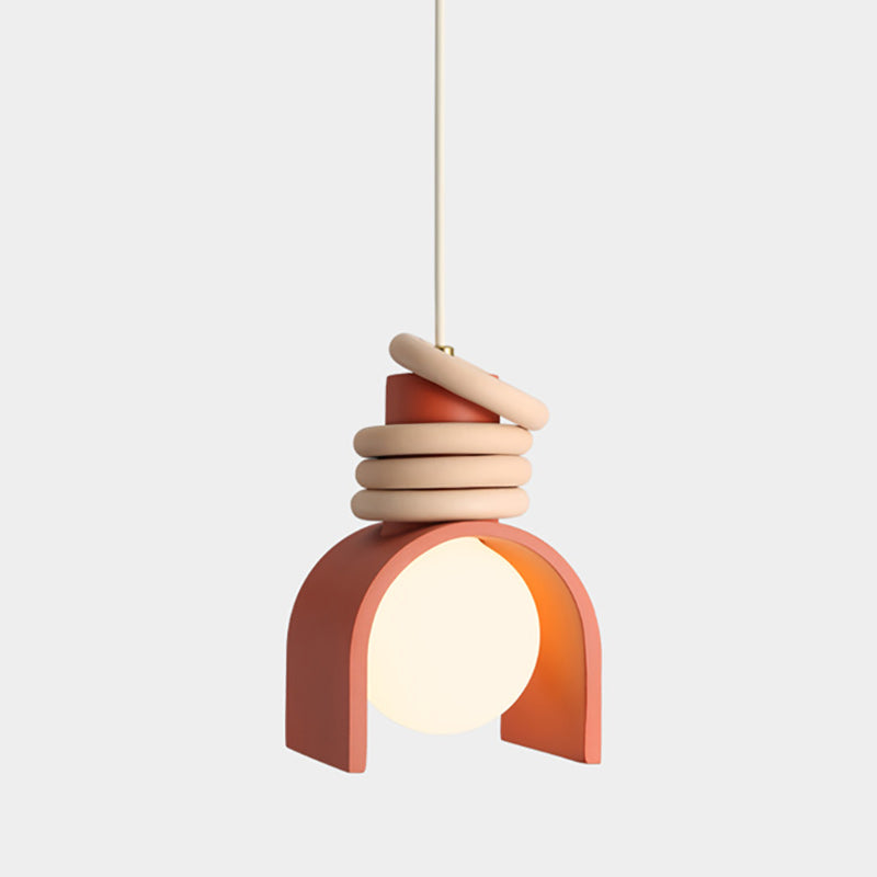 Hanglamp met Kunsthars Kap Crème & Oranje Modern Design Eetkamer Woonkamer Verlichting Scandinavisch Stijlvol | Sansoti