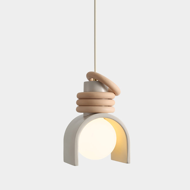 Hanglamp met Kunsthars Kap Crème & Oranje Modern Design Eetkamer Woonkamer Verlichting Scandinavisch Stijlvol | Sansoti