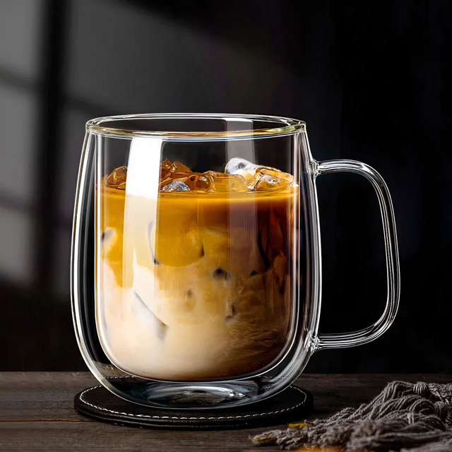 Double-Wall Glass Cups 350ml Thermal Insulated Coffee Mug Tea Glass for Latte Cappuccino Espresso Coffee Tea | Sansoti