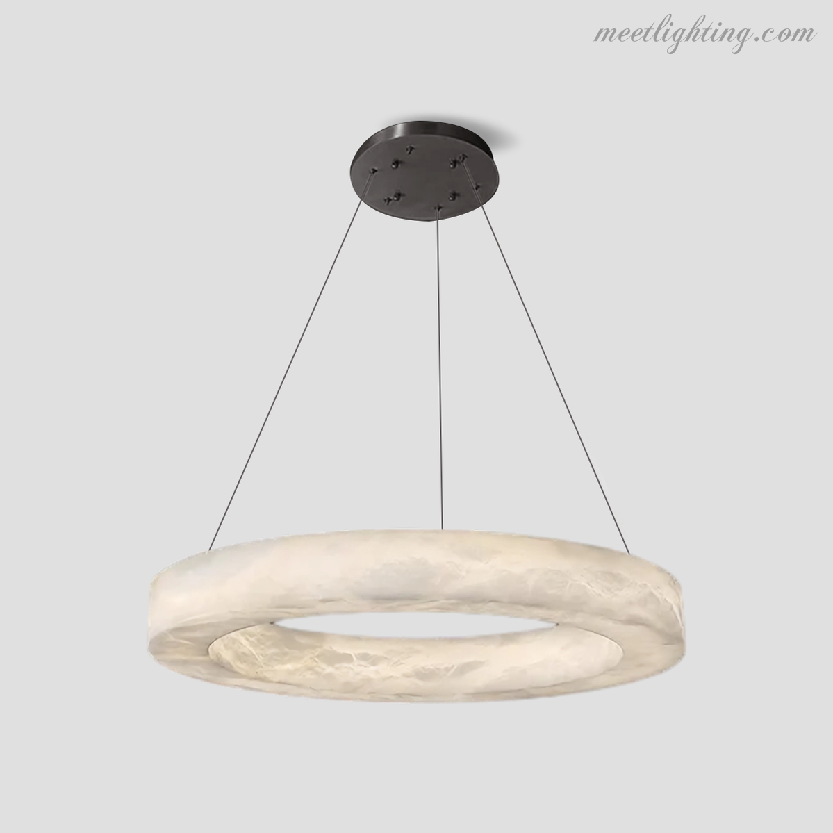 Ronde Kroonluchter Albast met Geïntegreerde LED Verlichting Messing Brons 50-152cm Eethoek Woonkamer Eettafel | Sansoti