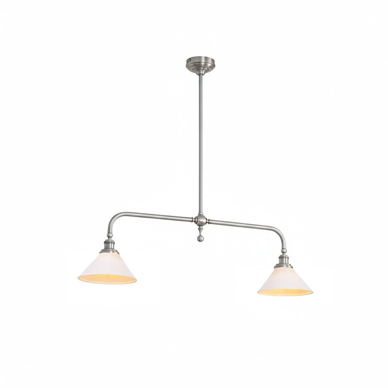 Luxe Design Hanglamp Met Witte Glazen Kappen Voor Eettafel En Keukeneiland In Messing Afwerking | Sansoti