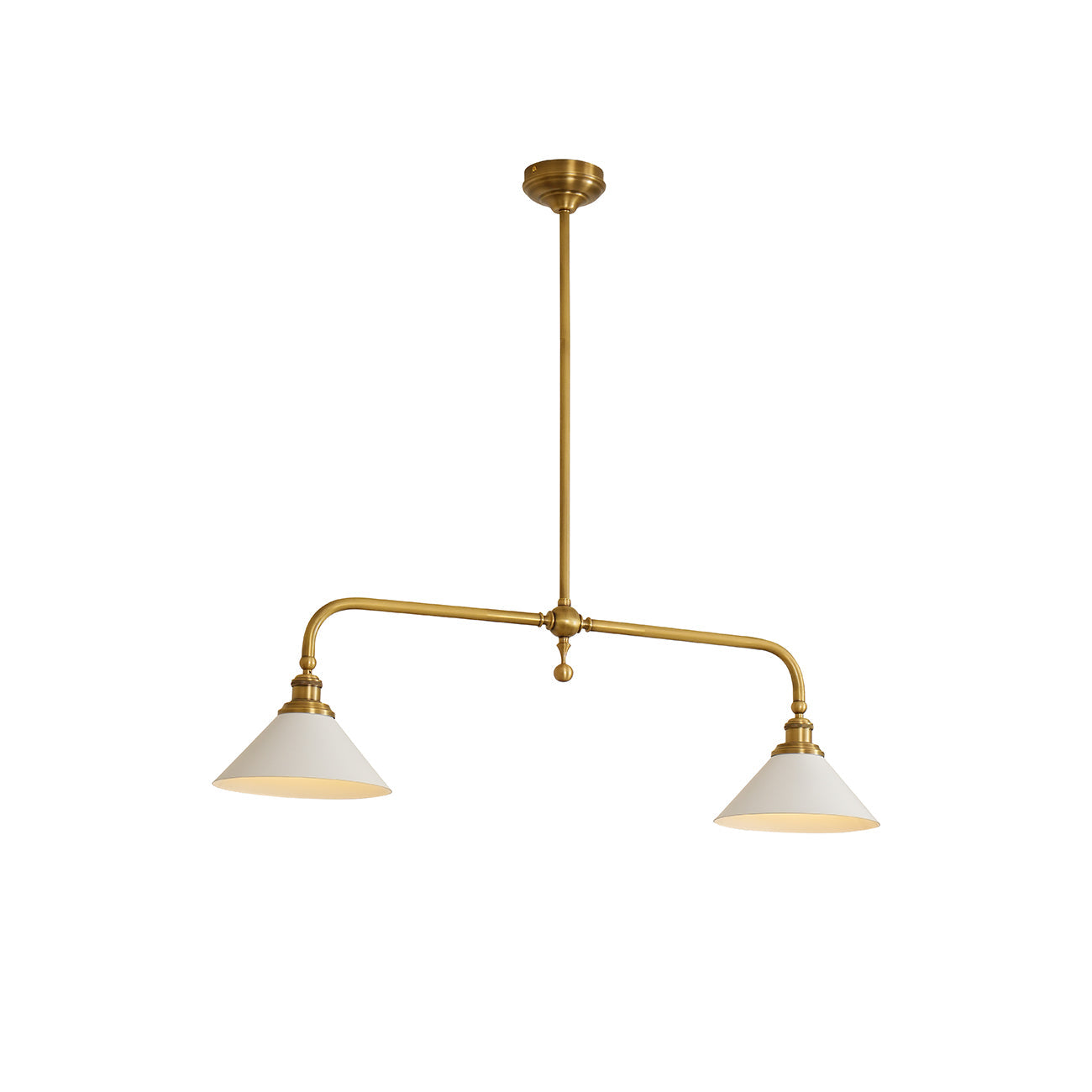 Luxe Design Hanglamp Met Witte Glazen Kappen Voor Eettafel En Keukeneiland In Messing Afwerking | Sansoti