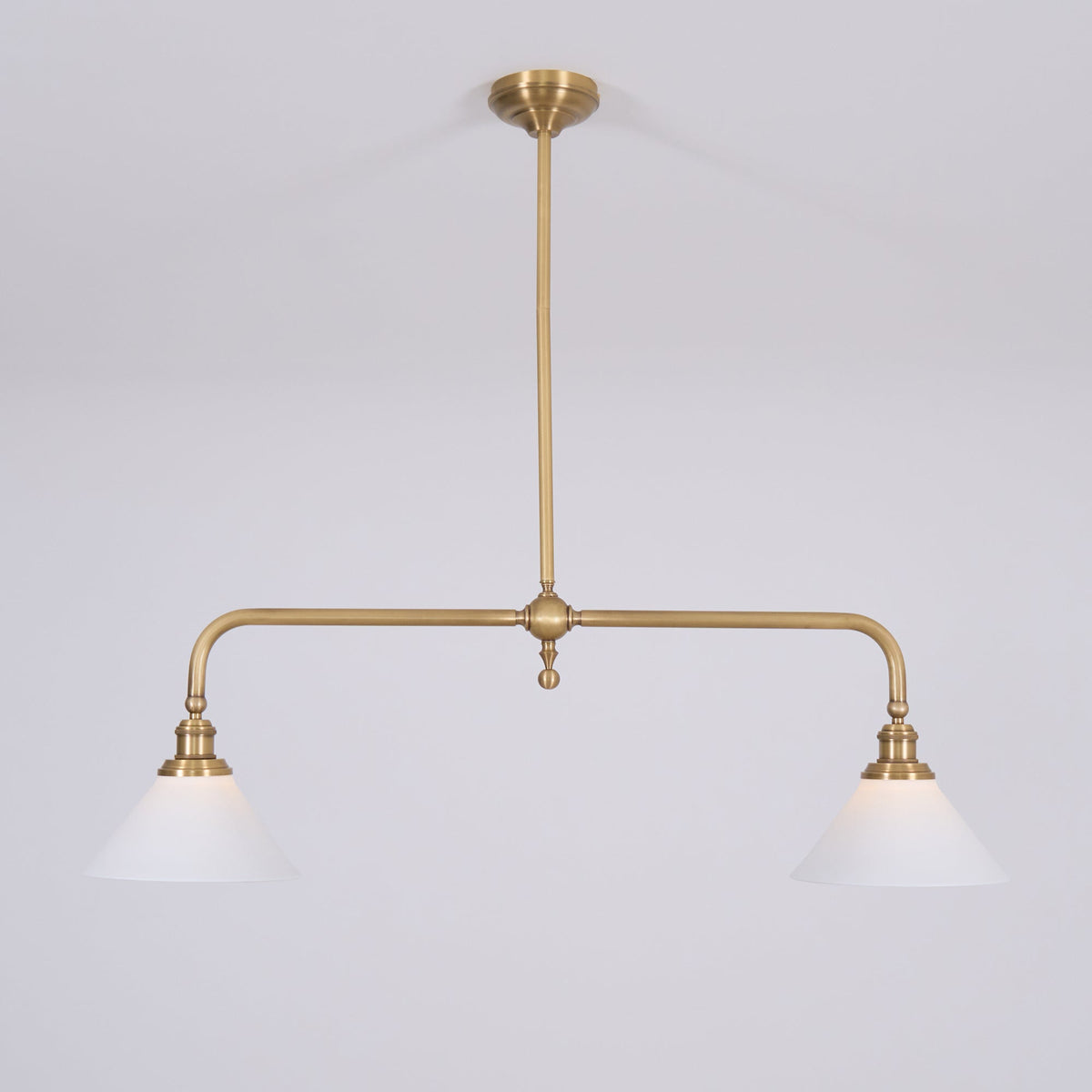 Hanglamp Twee Armen Geborsteld Messing Kegelvormige Kappen Eetkamer Keukeneiland Verlichting Sfeerverlichting | Sansoti